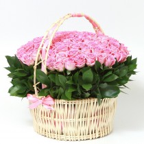 Basket of 101 pink roses